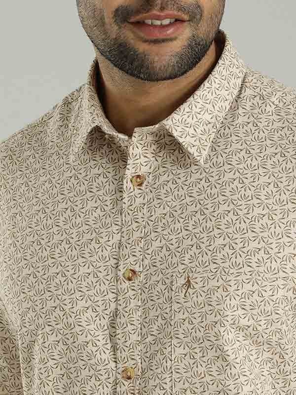Indian Terrain Men All Over Print Beige Shirt